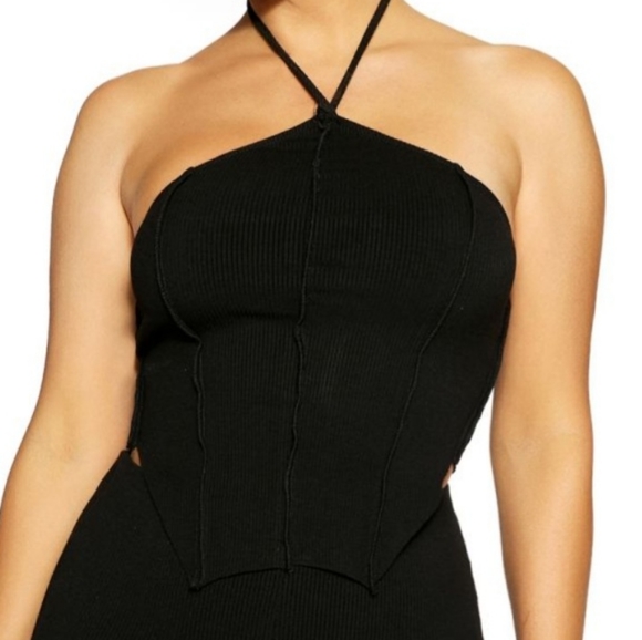 naked wardrobe Tops - Naked Wardrobe Snatched Ribbed Sleeveless Halter Top. NWT.
